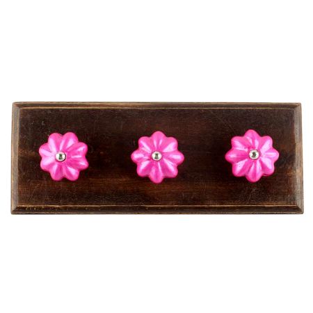 Solid Neon Pink Ceramic Melon Wooden Hook